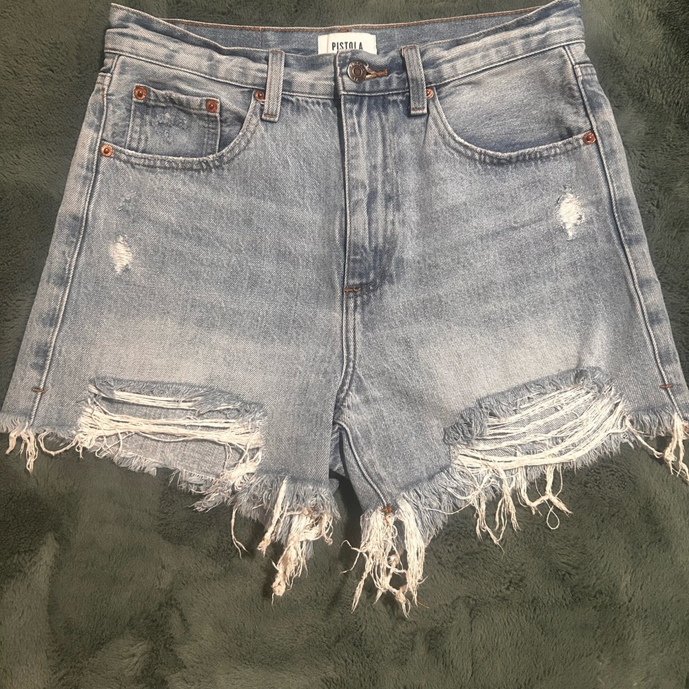 Pistola Blue Distressed Jean Shorts